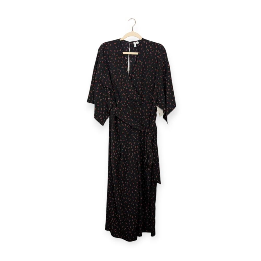 NWT Kensie Black Floral Print Tie Waist Cropped Jumpsuit Size M